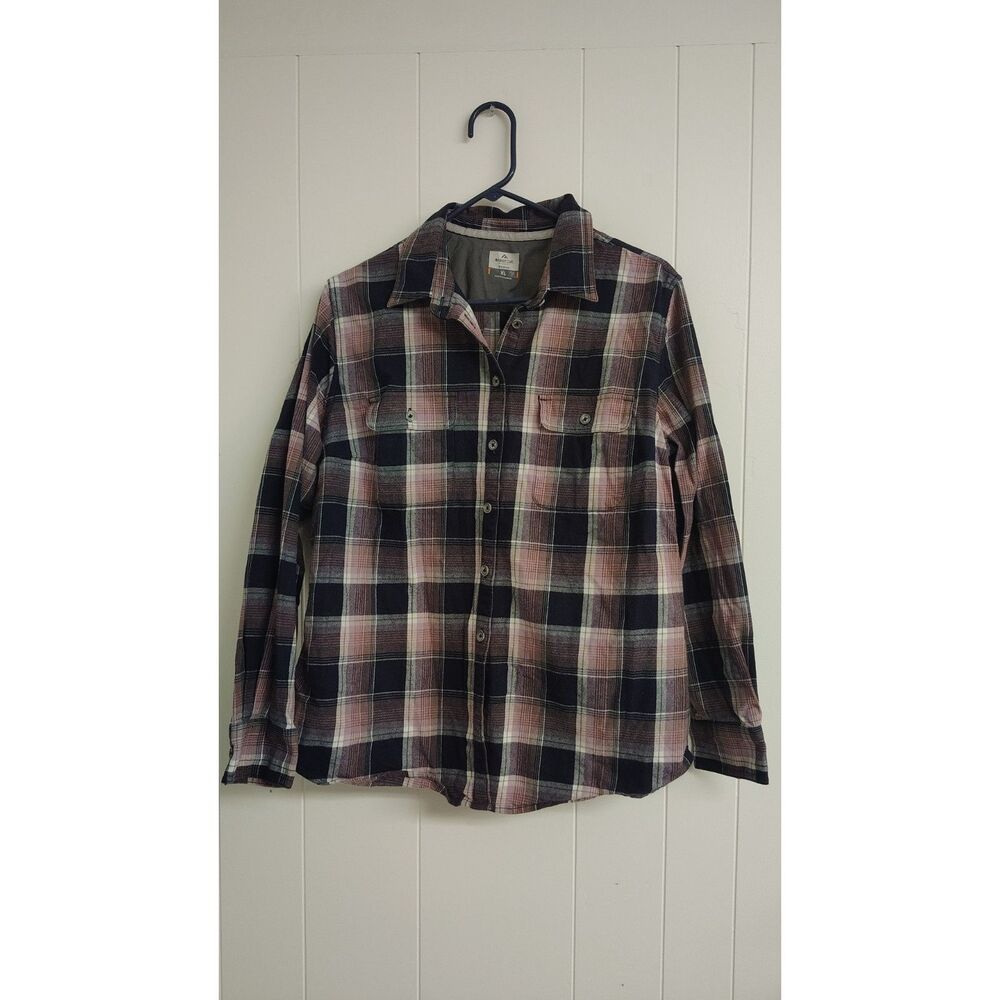 Ridgecut Women's XL Plaid Flannel Button-Down Shirt Navy Pink